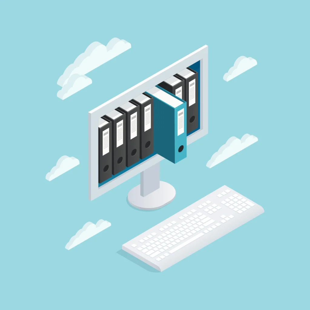 A file coming out of a PC in Animation
