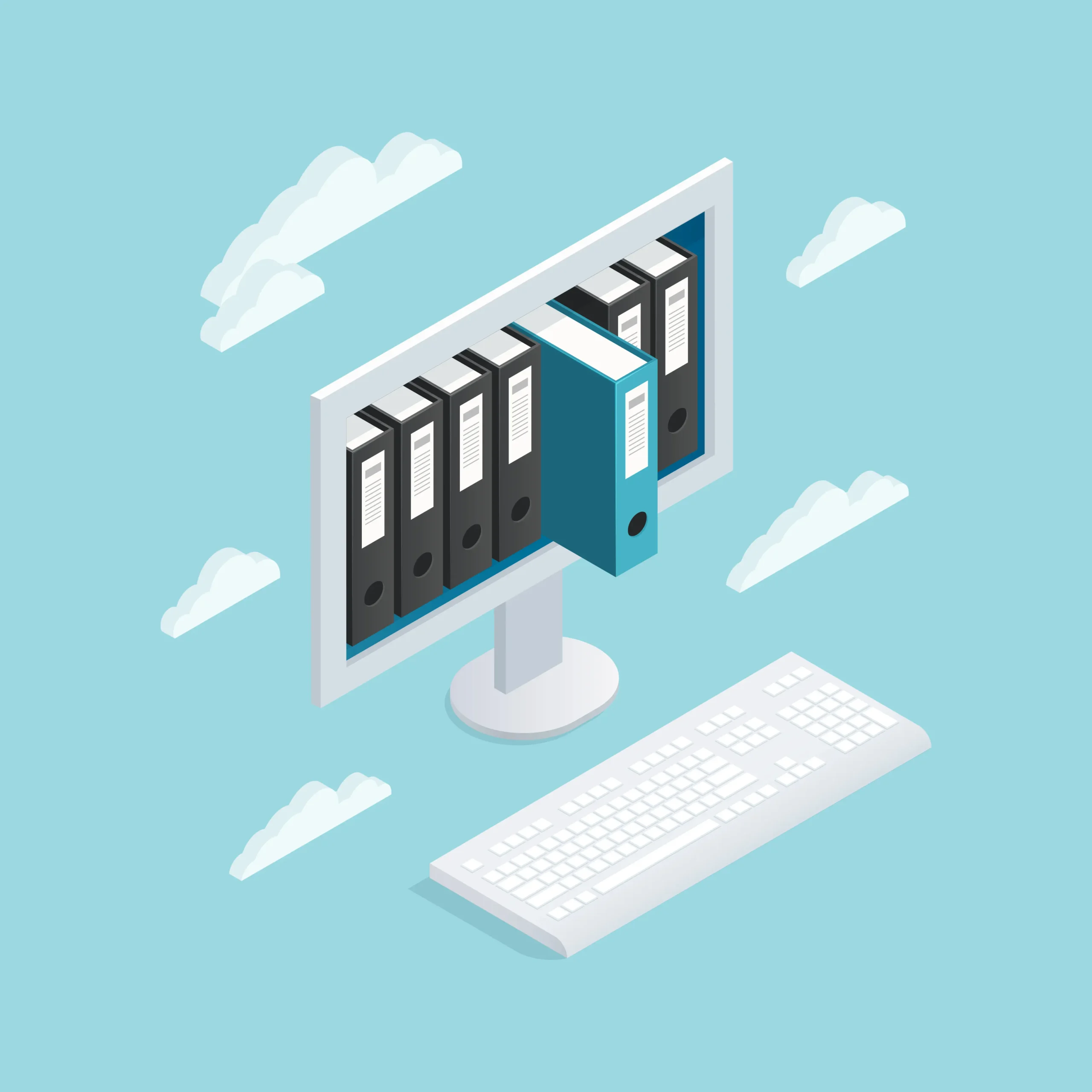 A file coming out of a PC in Animation